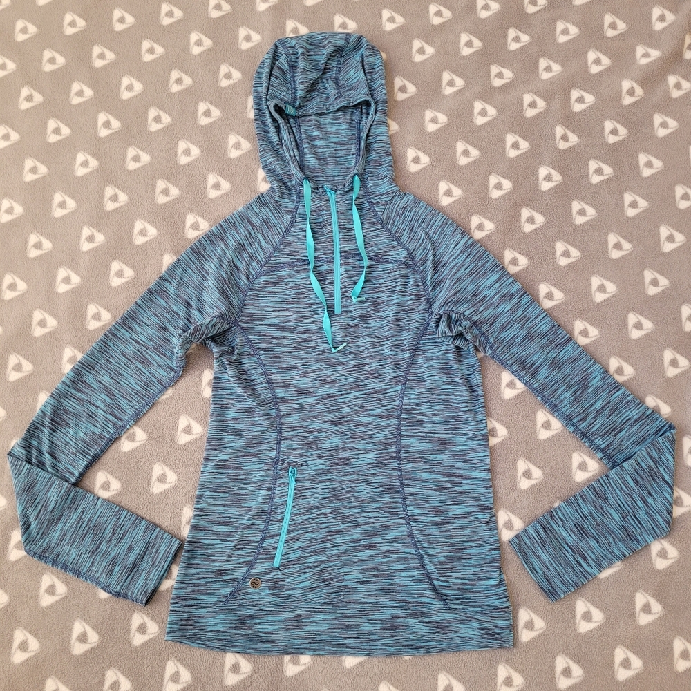 Outdoor Research Women's Sz XS Flyway 1/4 Zip Long Sleeve Heather Blue Hoodie